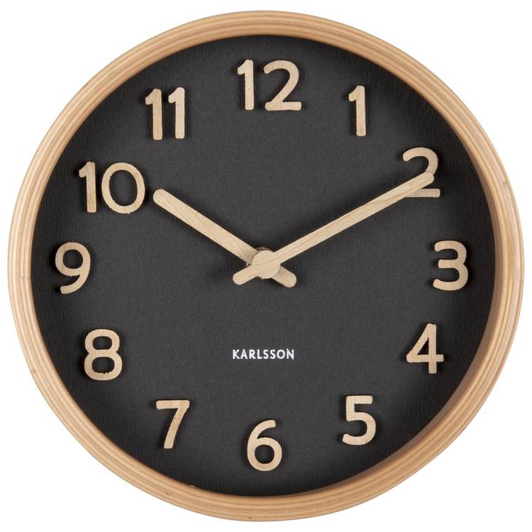 Karlsson Pure Wood Table & Mantel Analogue Clock - Black