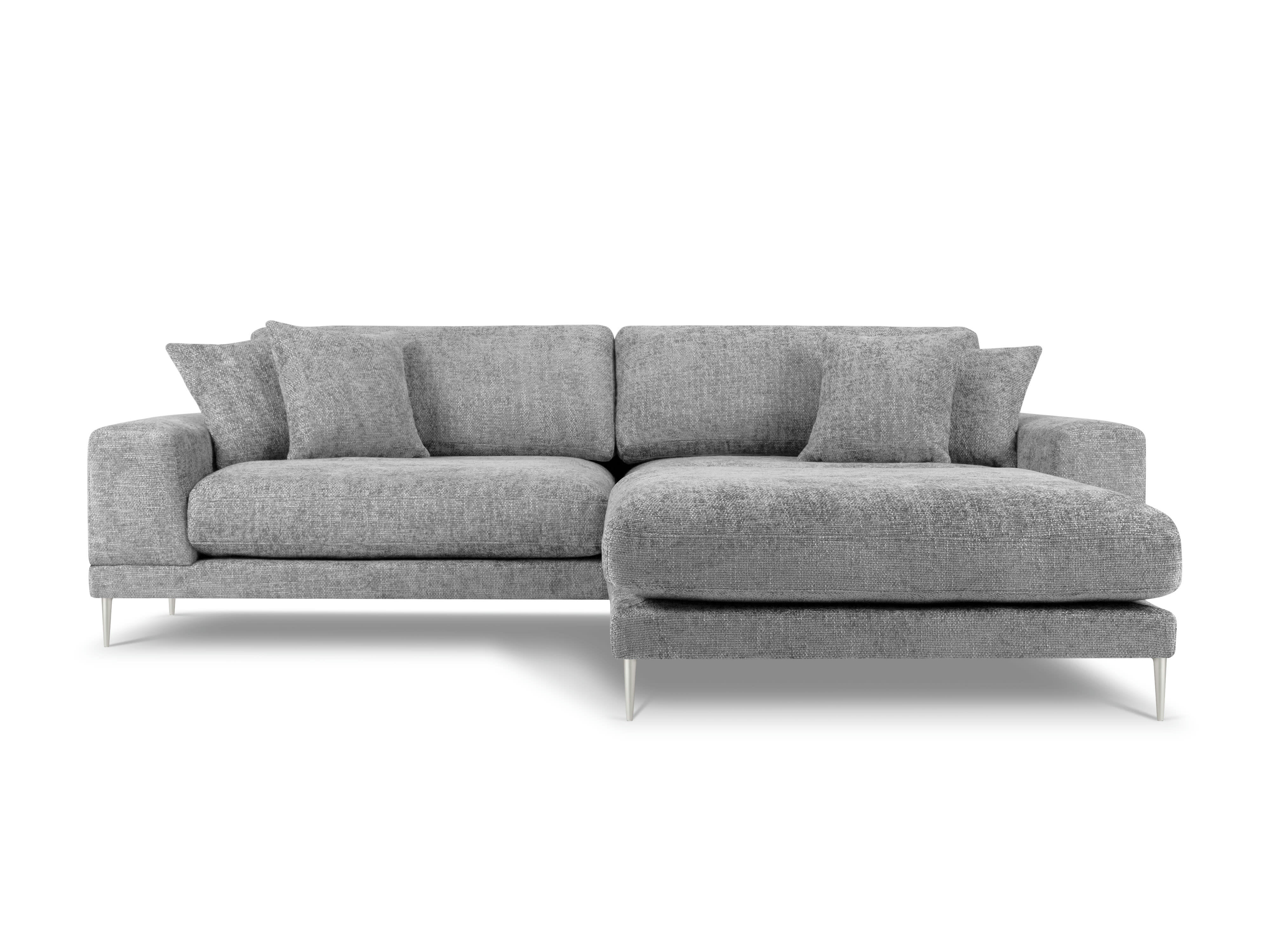 JOG - Canapé d'angle droit 5 places en tissu structuré gris