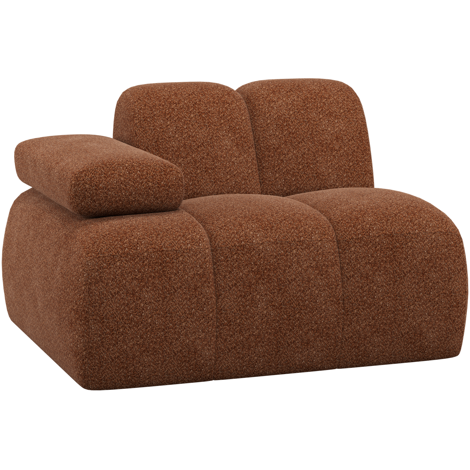 WOOOD 1-zits element bank arm links Mojo - Wollig - Roestbruin - 74x124x97