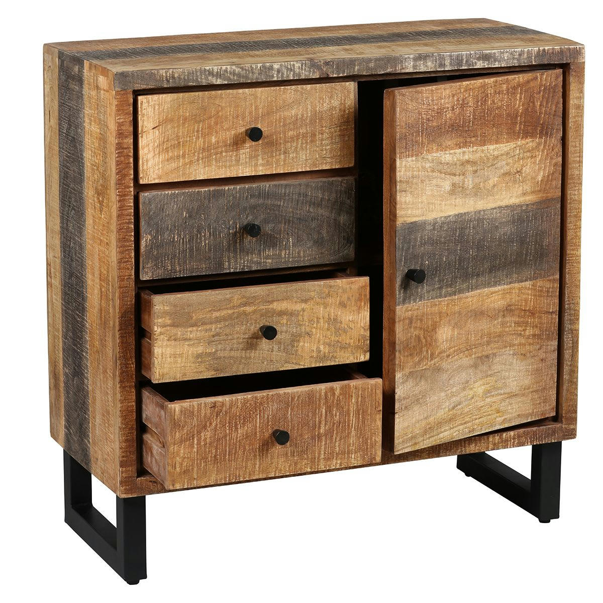 ODILON - Meuble  d'entrée 1 porte 4 tiroirs