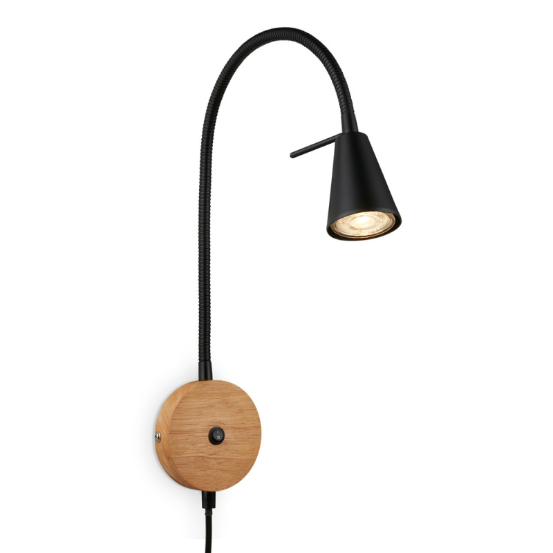 Applique LED bois et noire avec bras flexible GU10 4,8 W BRILONER
