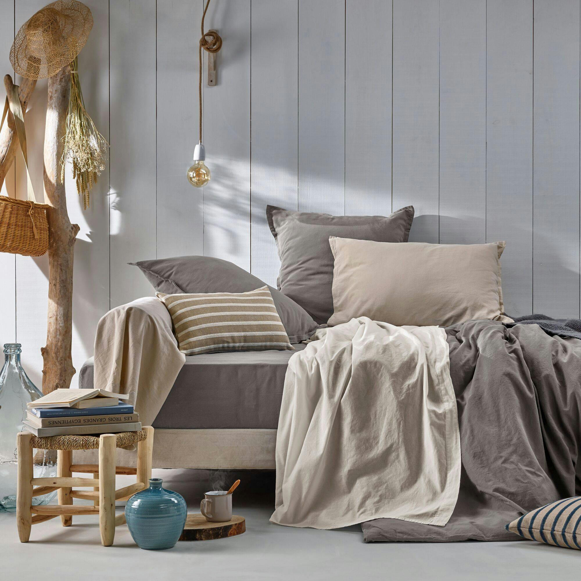 FLANDRES - Housse de couette en coton lin lavé ardoise 240 x 220 cm