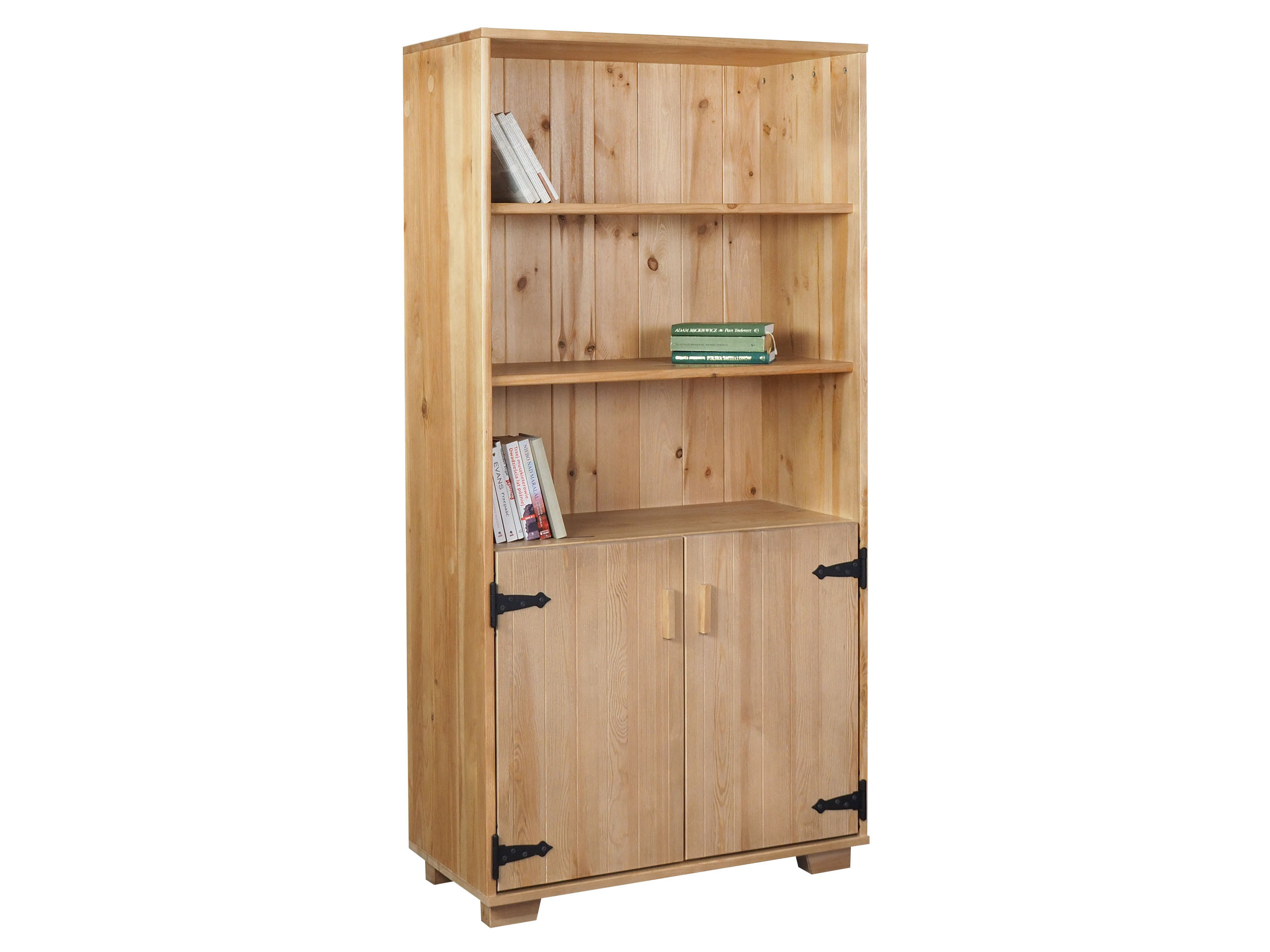 Regał drewniany z drzwiczkami II NATURAL WOOD, kolor dębowy
