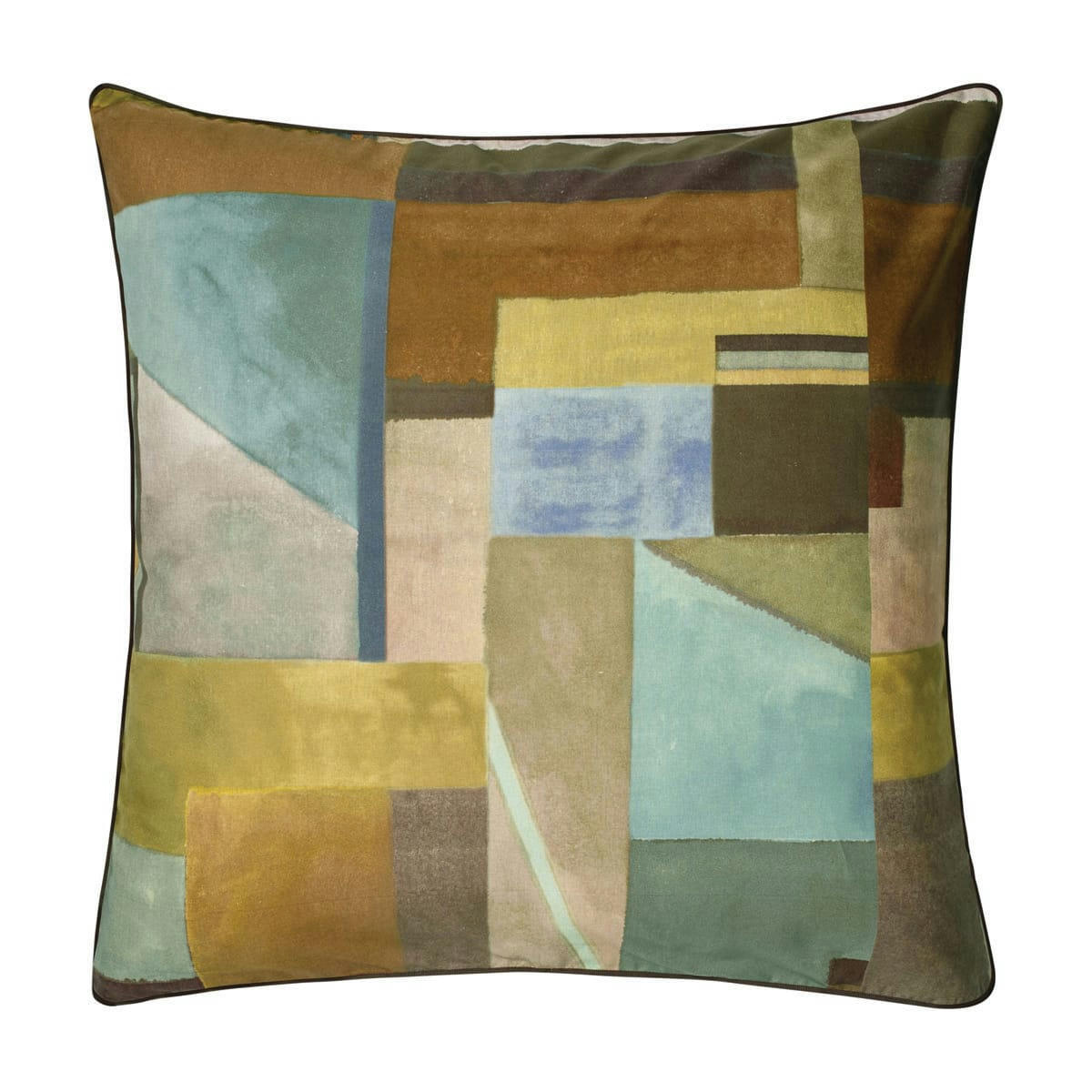 ALPHONSE - Taie d'oreiller imprimée en percale de coton marron 65x65