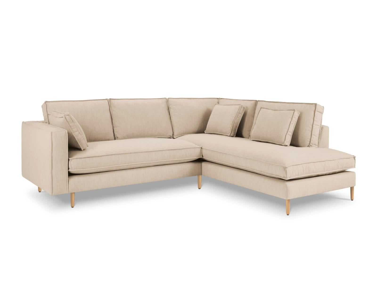 ALEXIS - Canapé D'Angle Droit 5 places en Tissu Structurel Beige