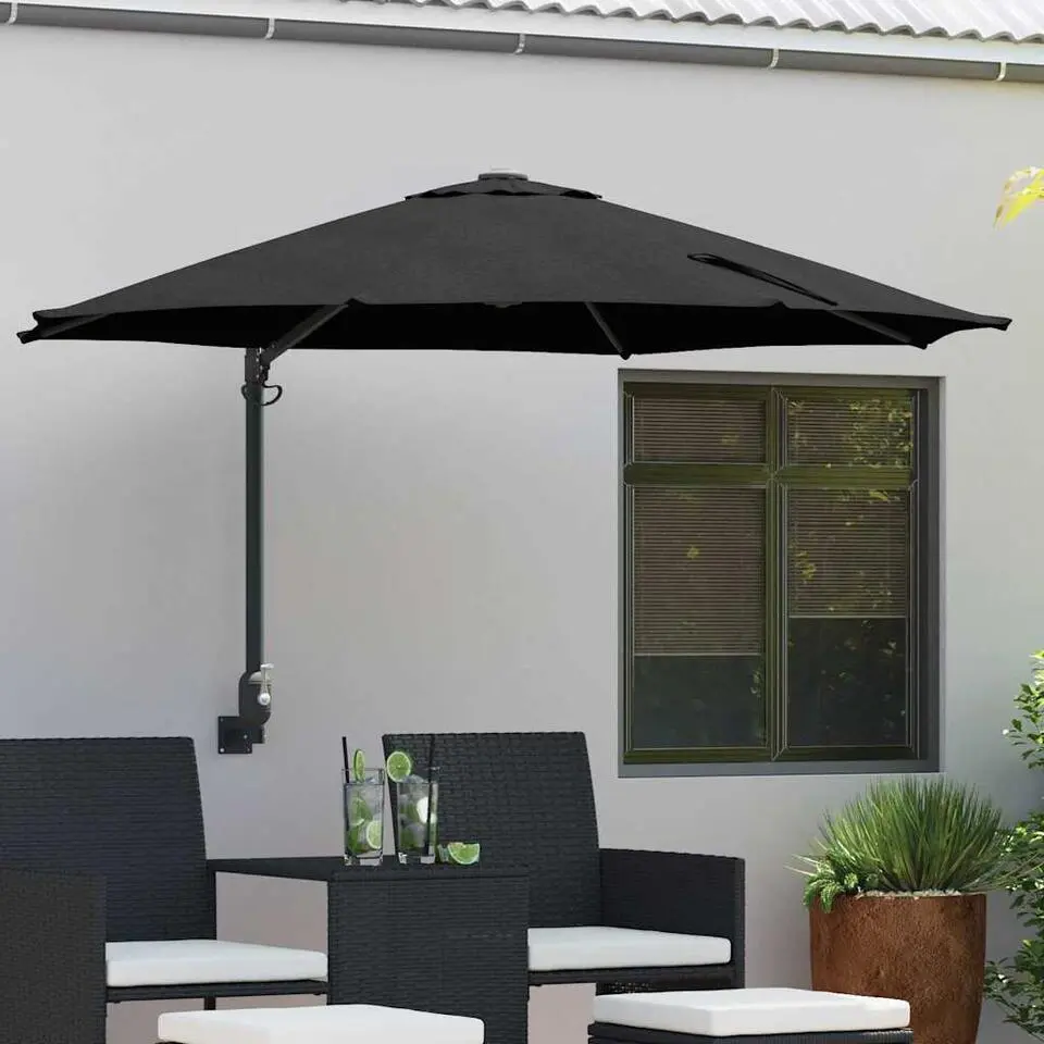 vidaXL - Tuinparasol - Zwart - Polyester