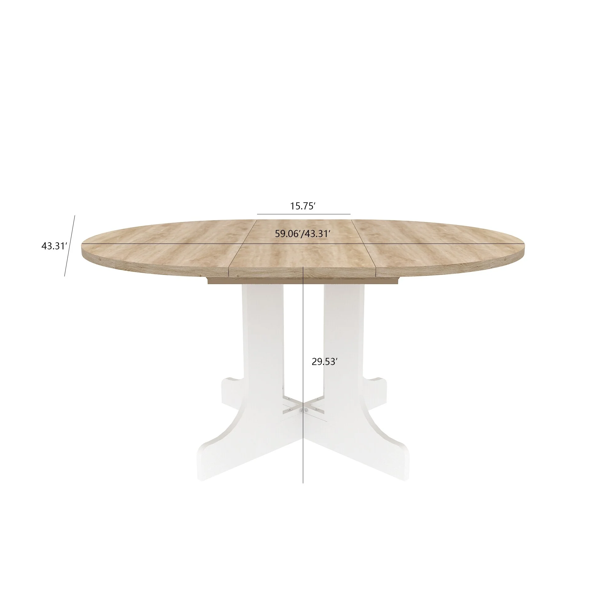 59 x 43 Inch Expandable Farmhouse Dining Table