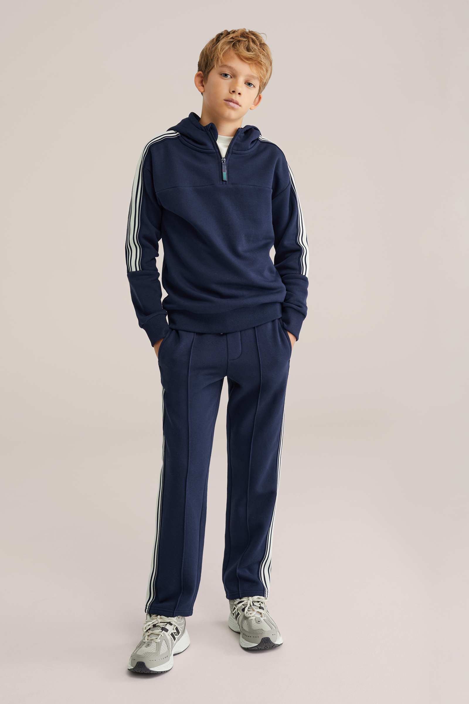 Jongens straight leg joggingsbroek met streep