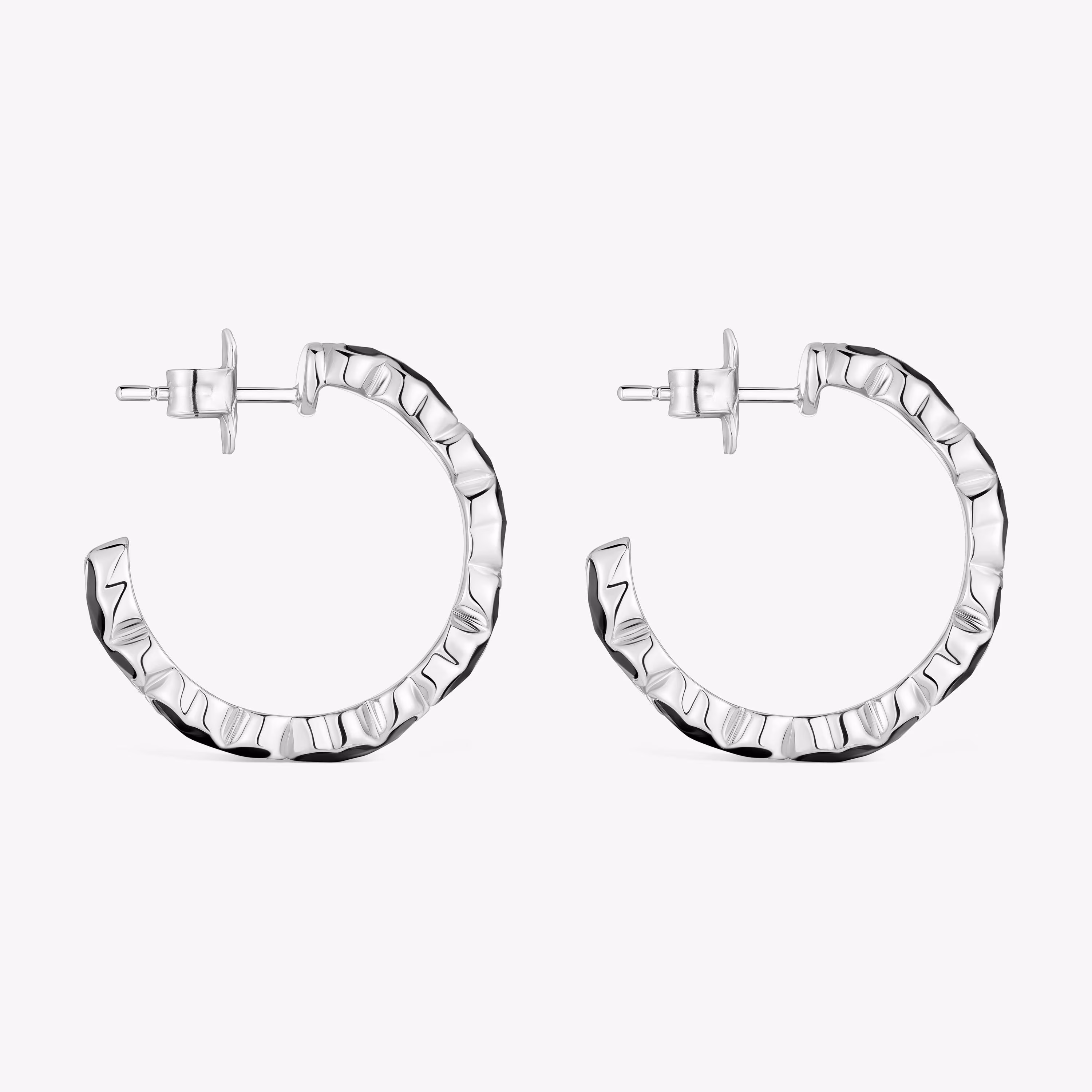 Pendientes de aro de plata y osos en ónix Icon Color
