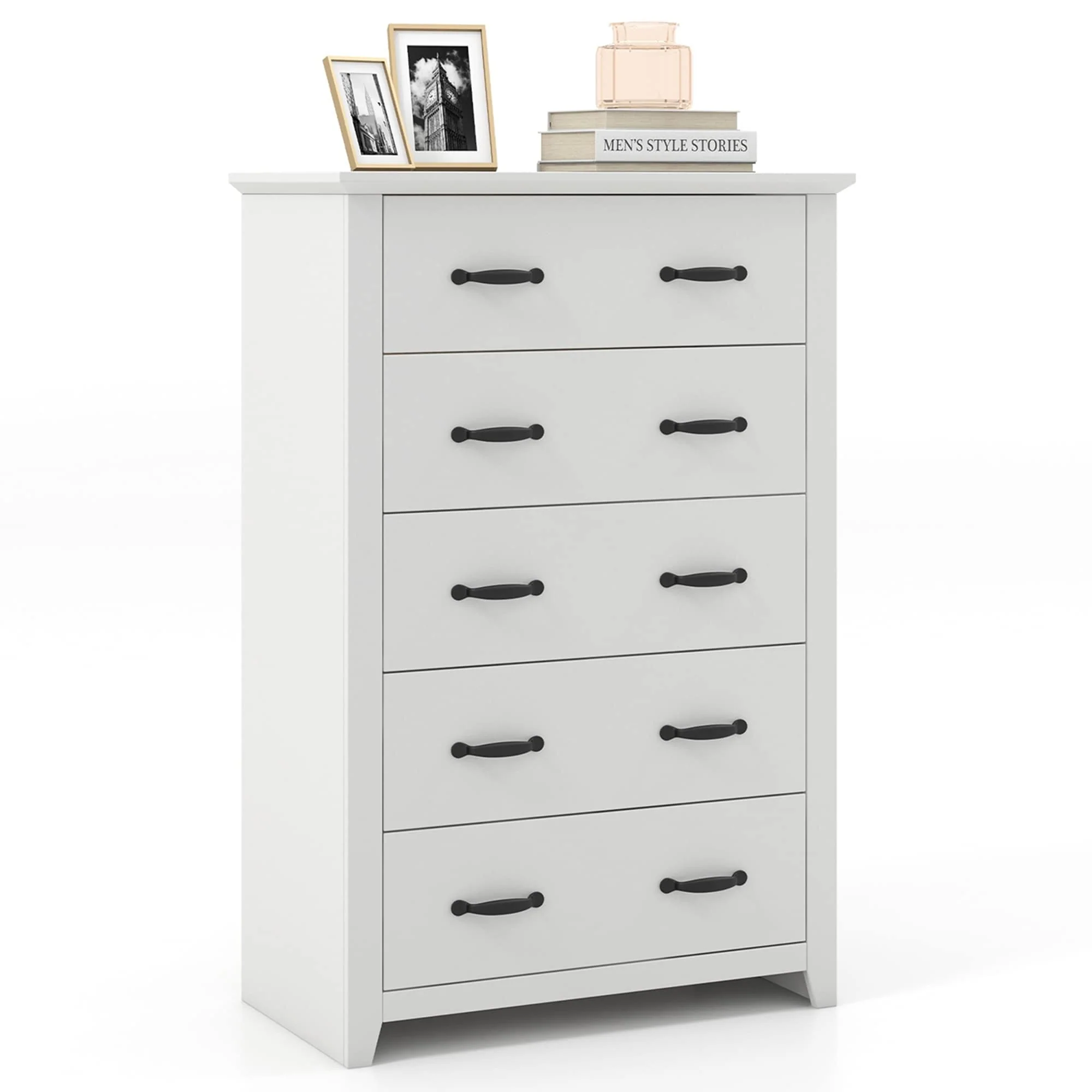 5 Drawer Chest Storage Dresser Tall Cabinet Organizer Bedroom Hallway
