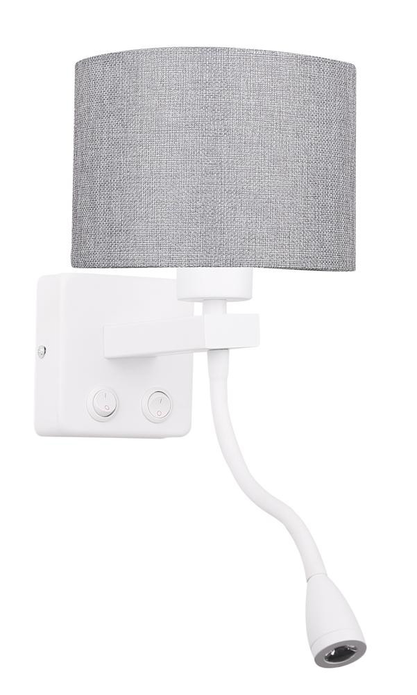 Kinkiet 1X40W polo e27   2w led biały abaż. okrągły szary