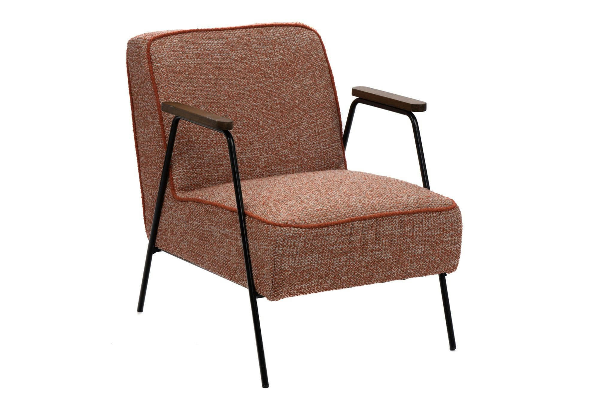 SINTRA - Fauteuil vintage en tissu chiné et pieds métal