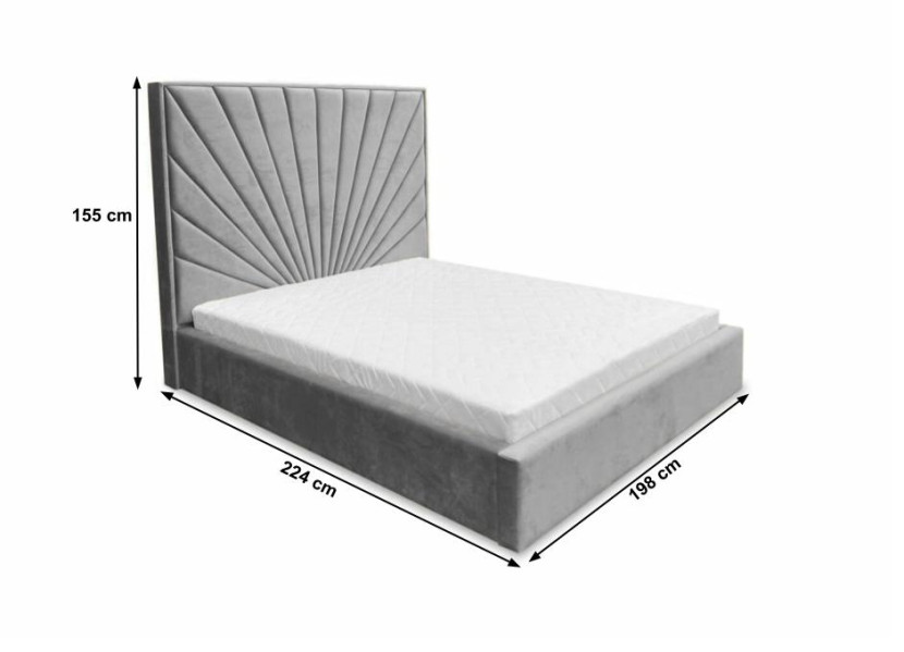 Łóżko tapicerowane Dubaj 180x200 szare