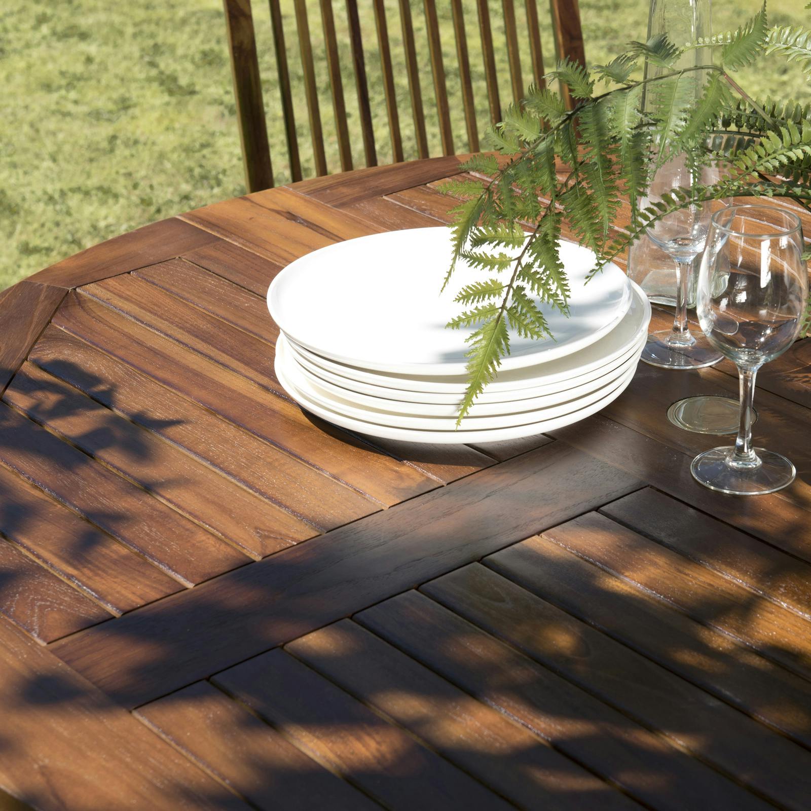 Table de jardin pliante papillon en teck 120 cm MACAO