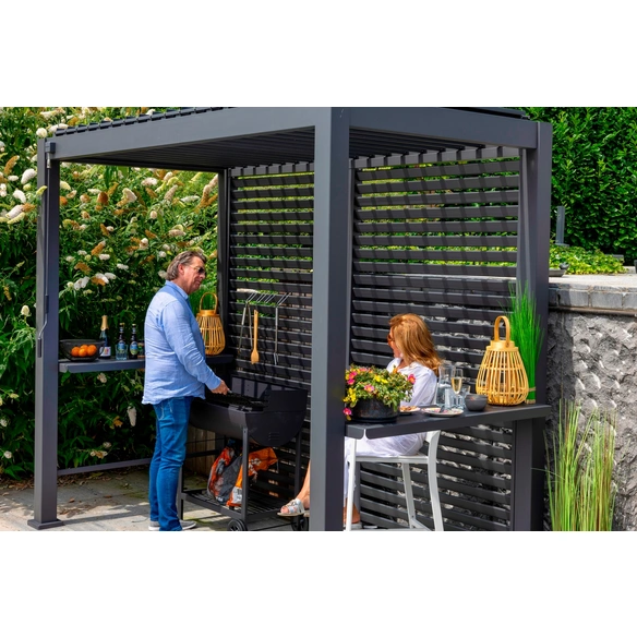 Grillpavillon, 250 x 240 x 150 cm (BxHxT), Aluminium/Stahl, anthrazit, ohne Rückwand