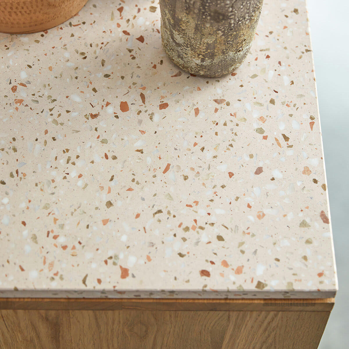 MIHO - Console en chêne massif et terrazzo premium Pink