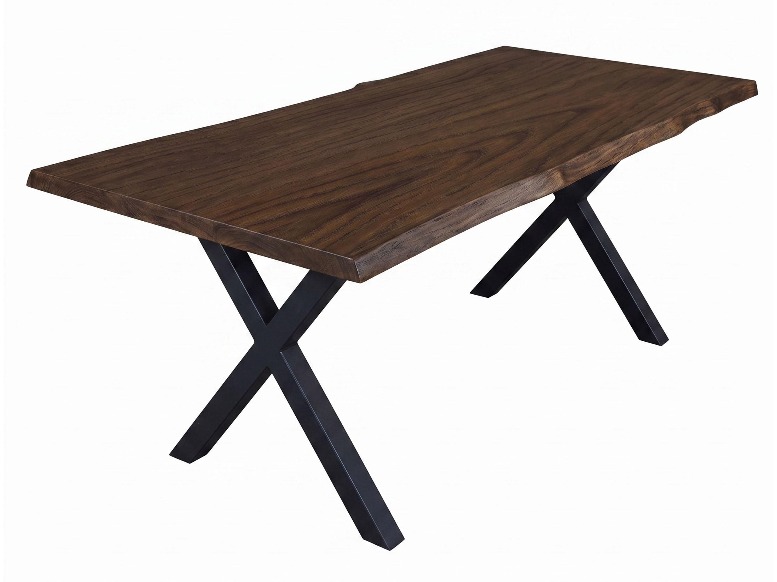 Stół 160x90 dębowy Natur Live Edge – naturalna krawędź, kolor dąb Chocolate