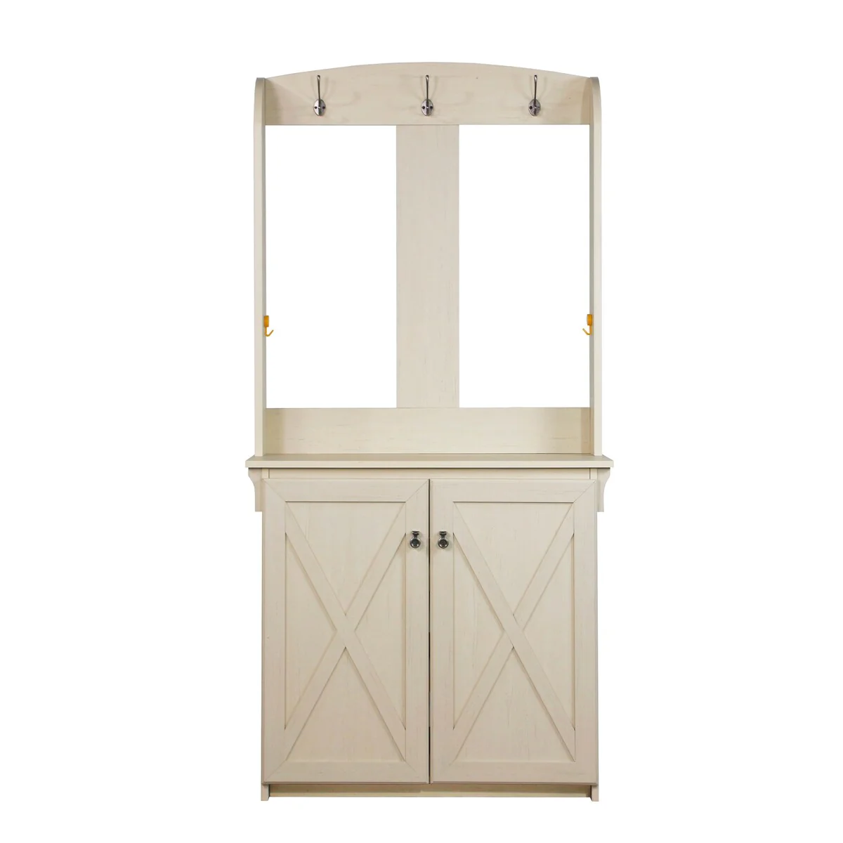 Hall Tree & Cabinet Vintage Hall Tree with Spacious Storage - Elegant Entryway Furniture with Robust Metal Hooks