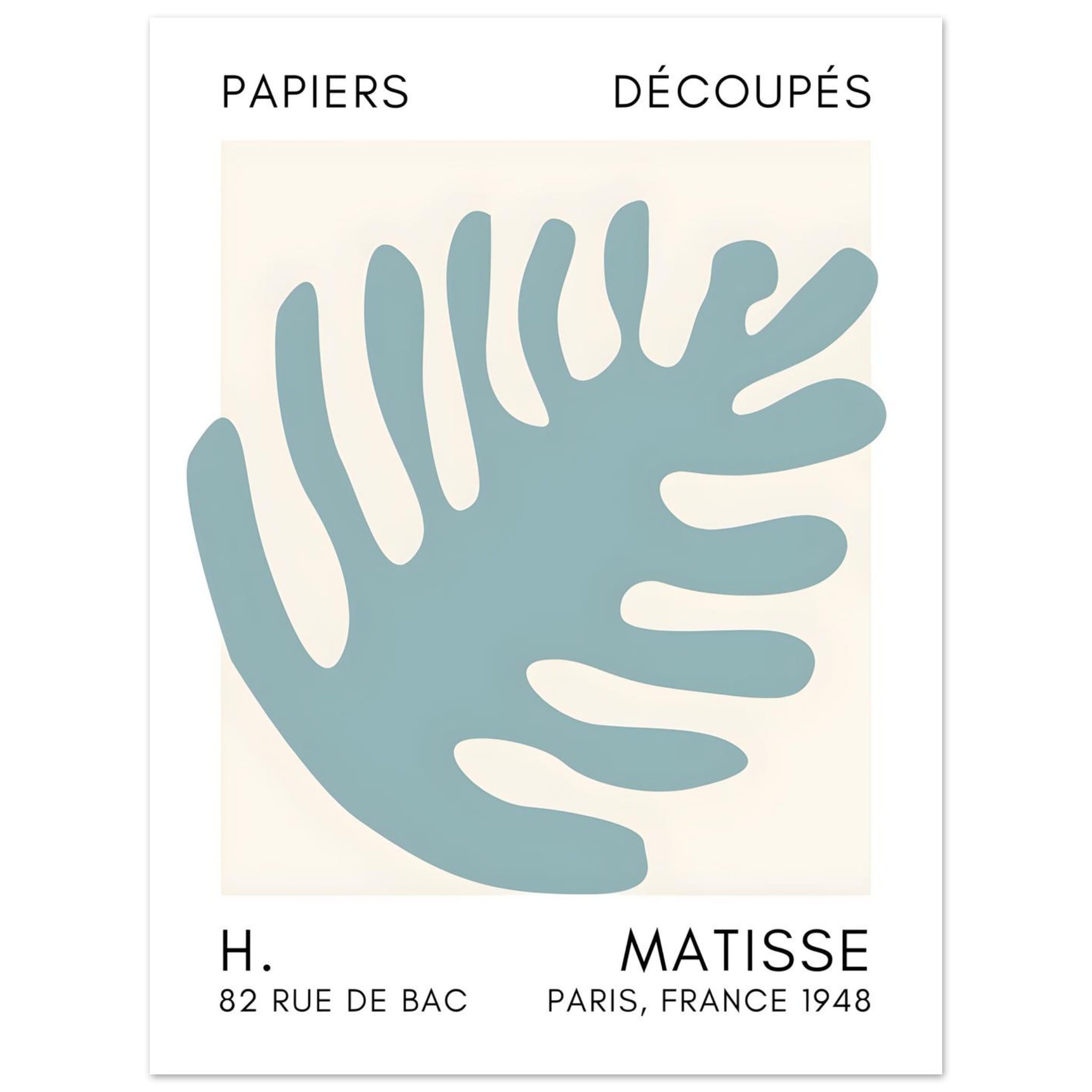 Artfulprints Poster Matisse – Coral bloom turquoise  - 30x40 cm - Turquoise