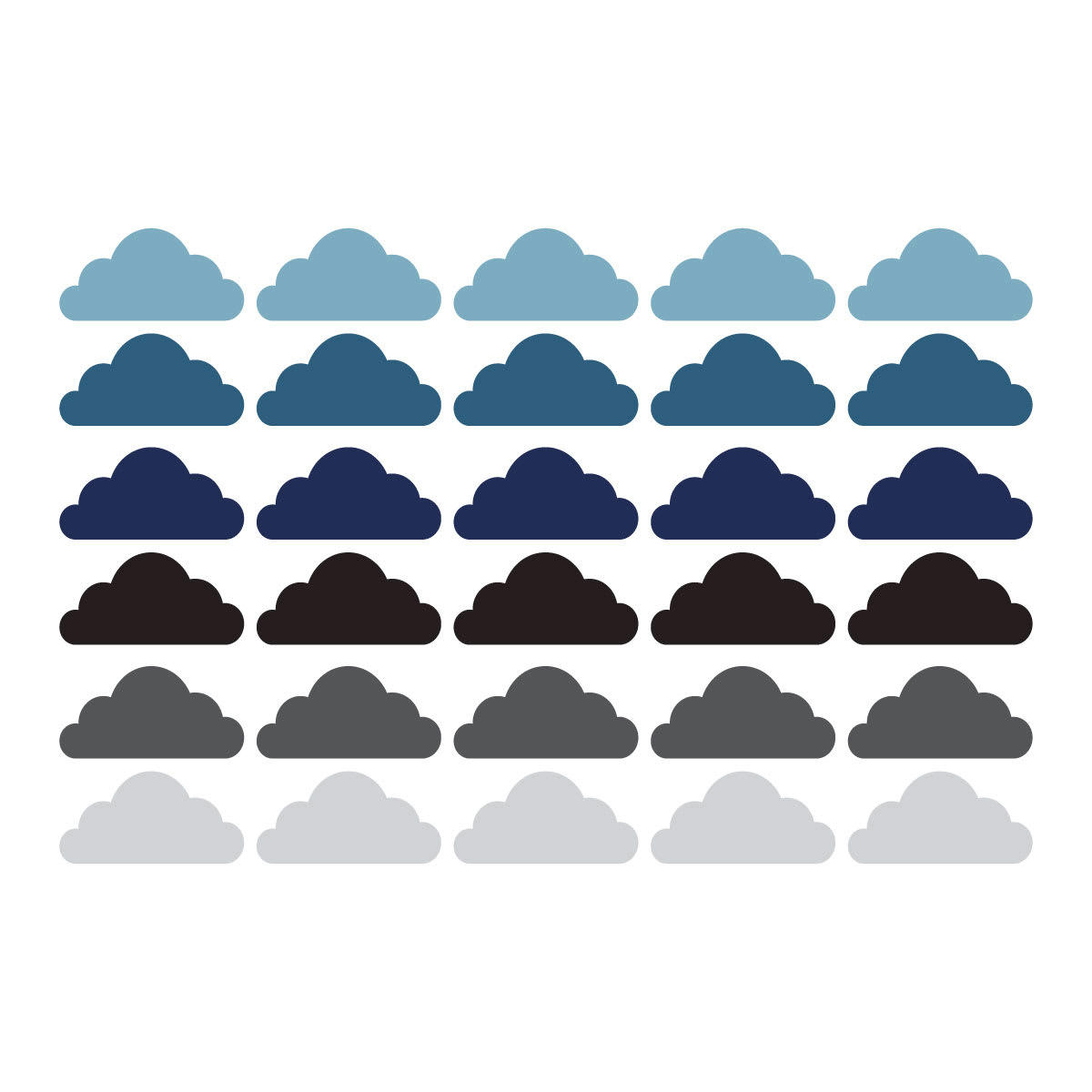 CLOUDS2 - Stickers muraux en vinyle nuages bleu et gris