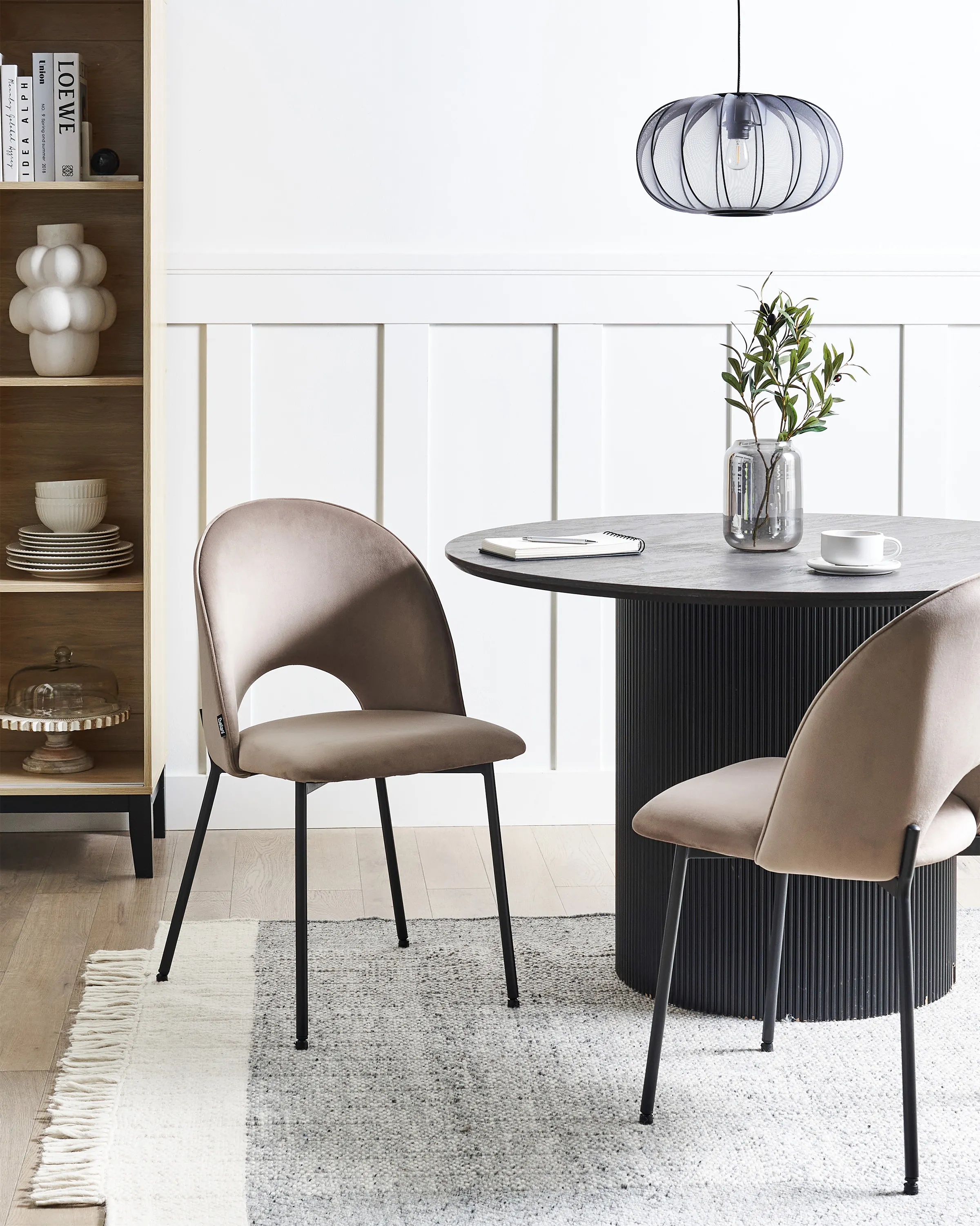 Set of 2 Dining Chairs COVELO Velvet Taupe