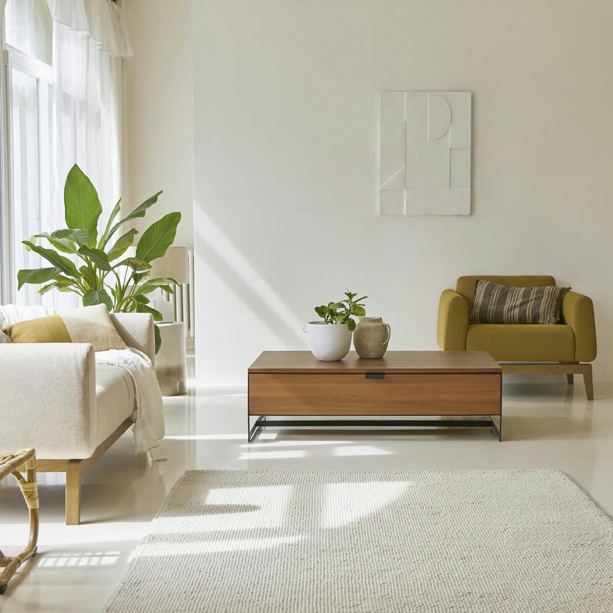 URBAN - Table basse rangement en acacia massif