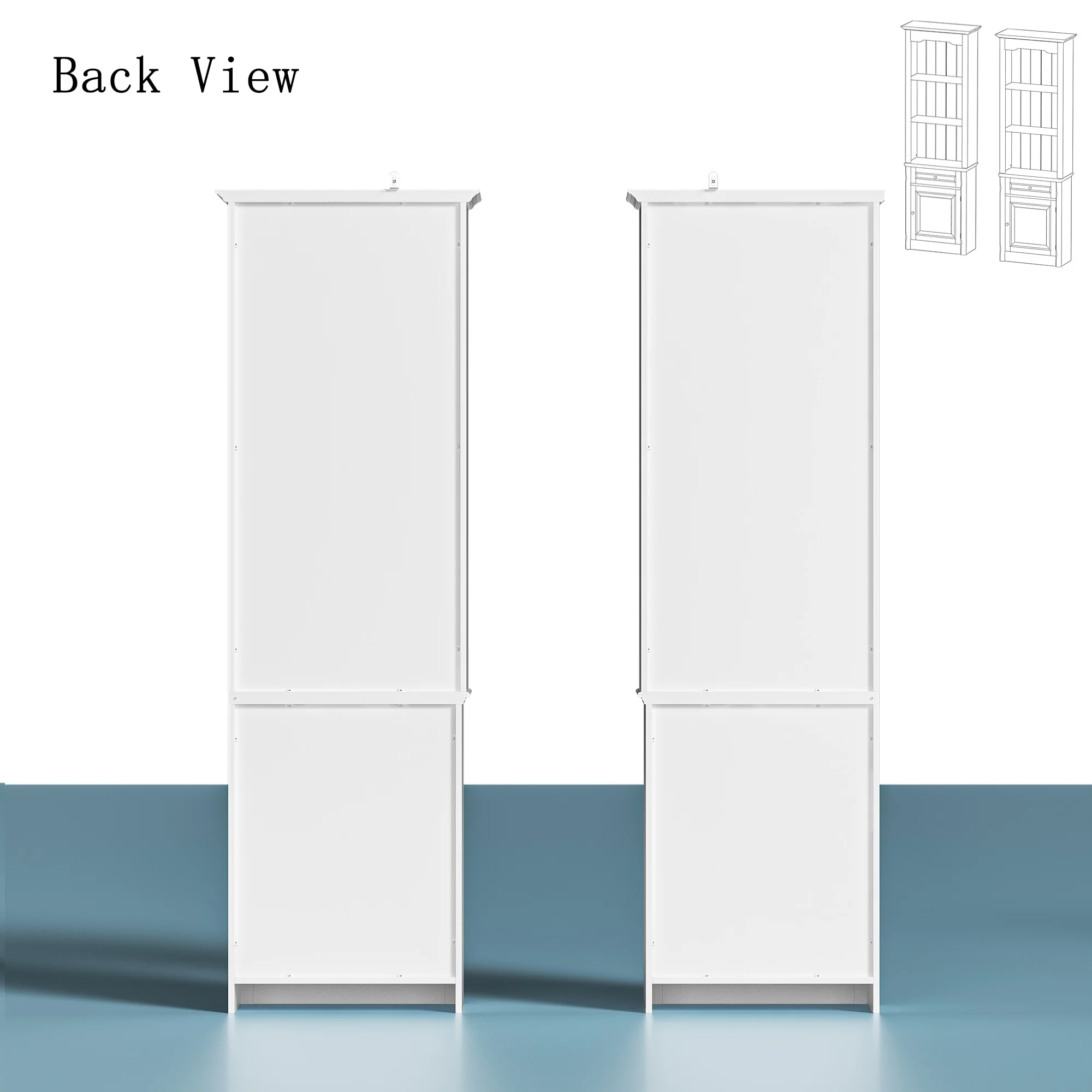 Media Wall Unit w/Spacious Storage White TV Stand Wall Storage Combo