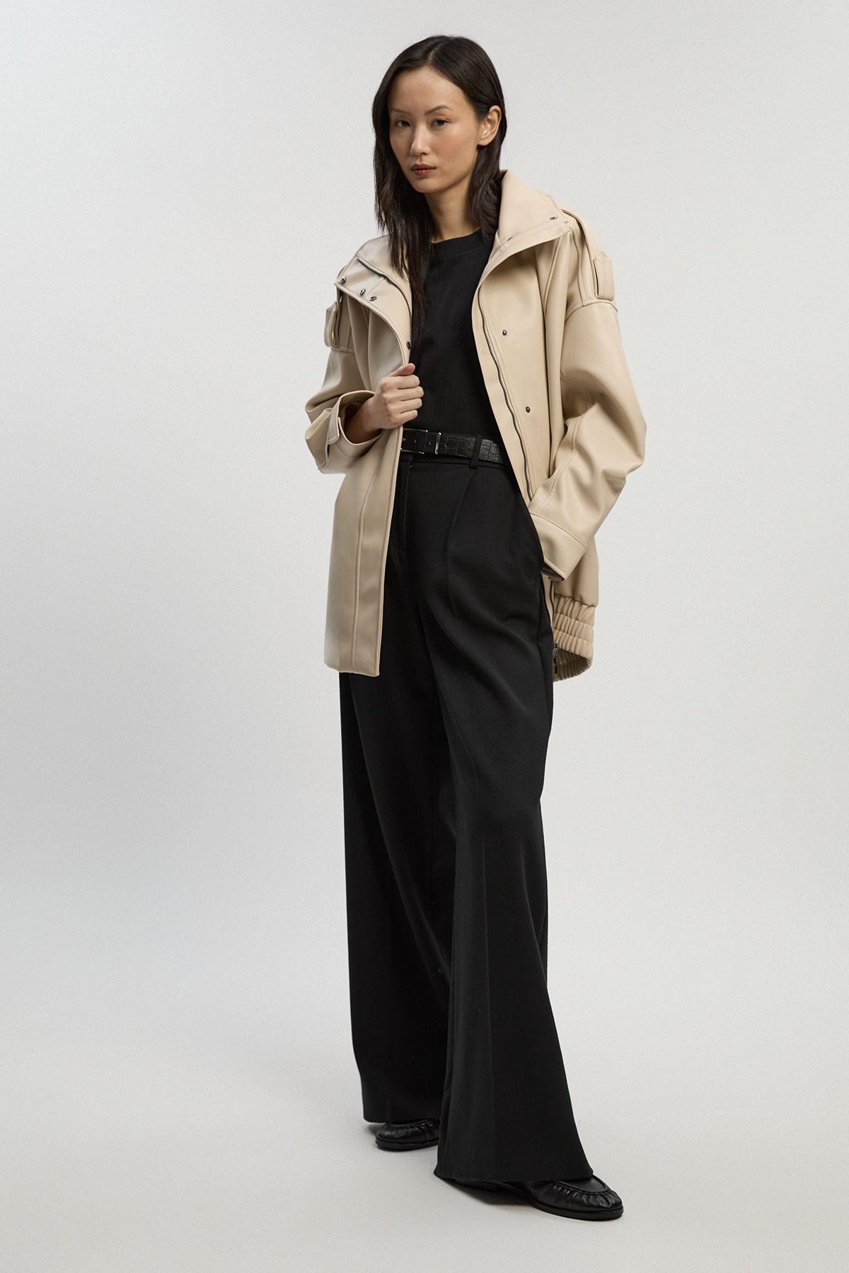 KarenMillen Faux Leather Relaxed Cocoon Jacket