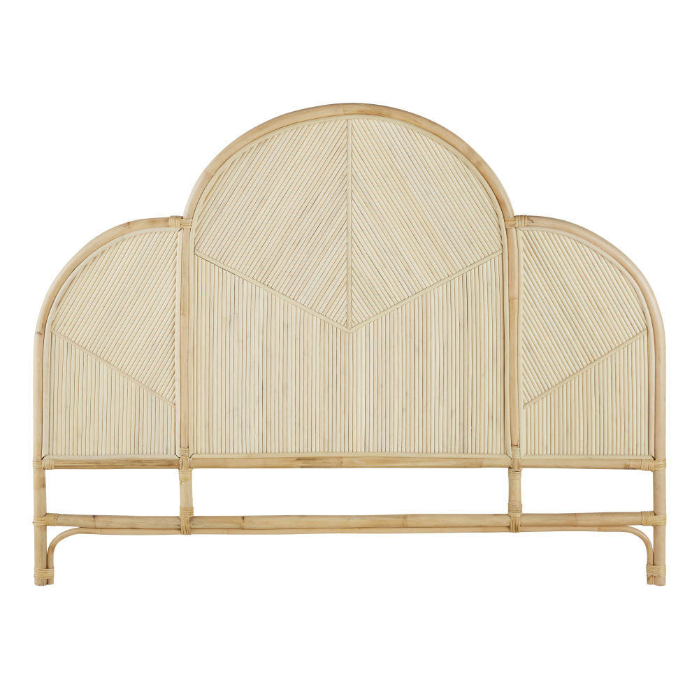 Bornéo - Tête de lit marqueterie de rotin 160 beige