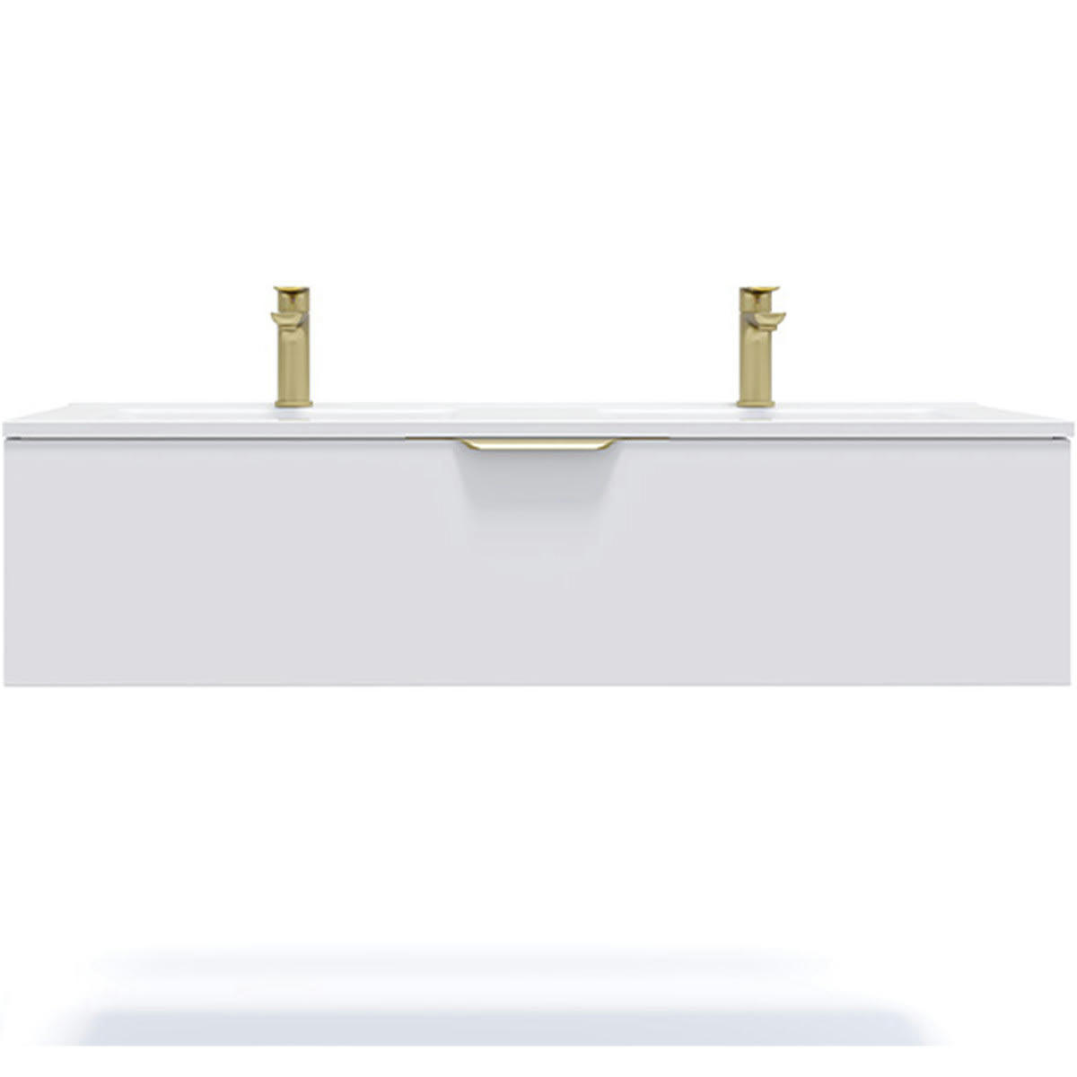 VENICE - Meuble salle de bain double vasque 120cm 1 tiroir Blanc