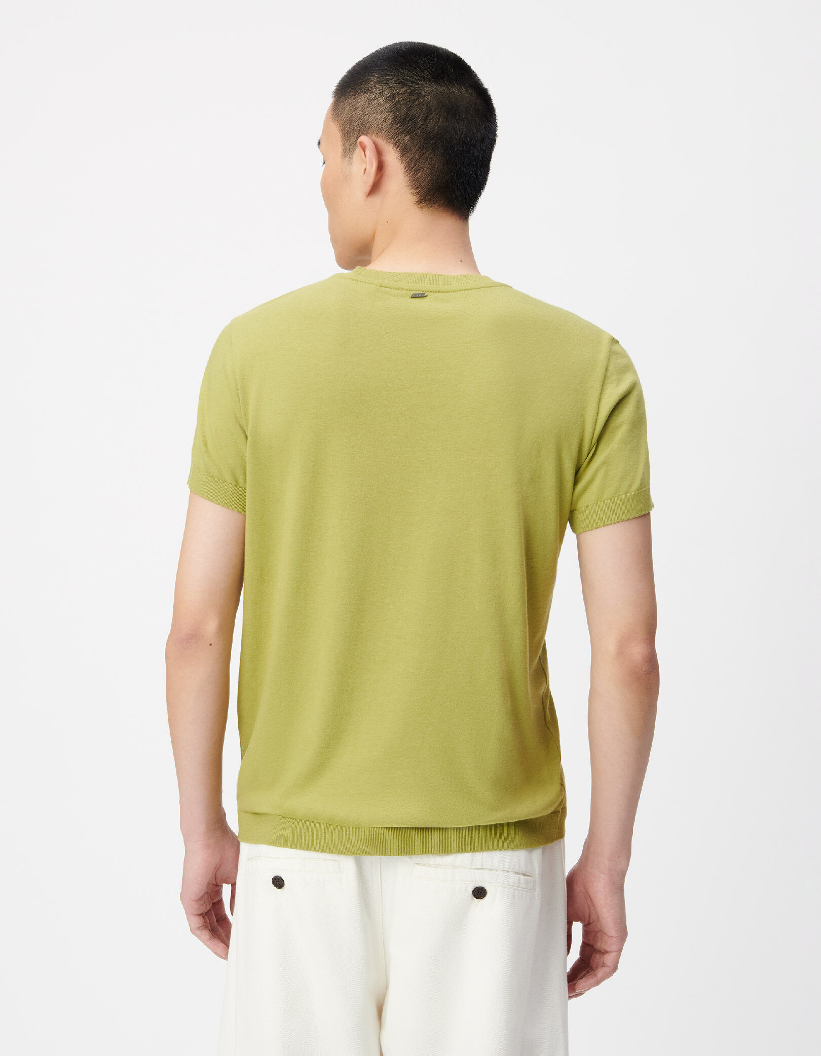T-shirt col rond bleu maille coton modal Homme