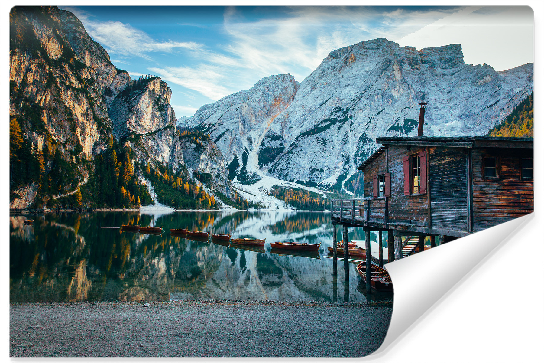 Fototapeta Do Salonu JEZIORO Góry Chata 3D 90x60cm