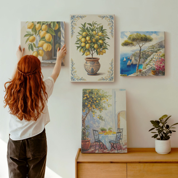 Obraz canvas 4 częściowy Cytrynowe drzewa |40x40, 40x60| Wallfluent