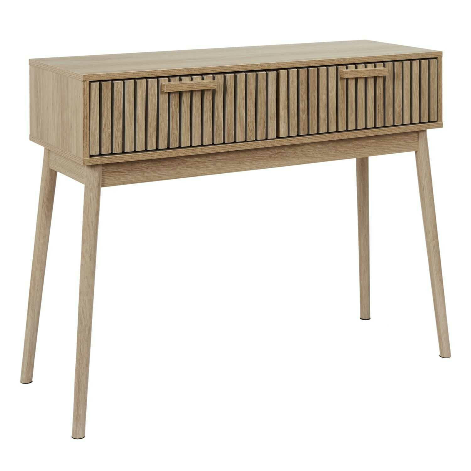 Konsola LINEA 100 cm dąb artisan skandynawska 2 szuflady MDF/drewno sosnowe
