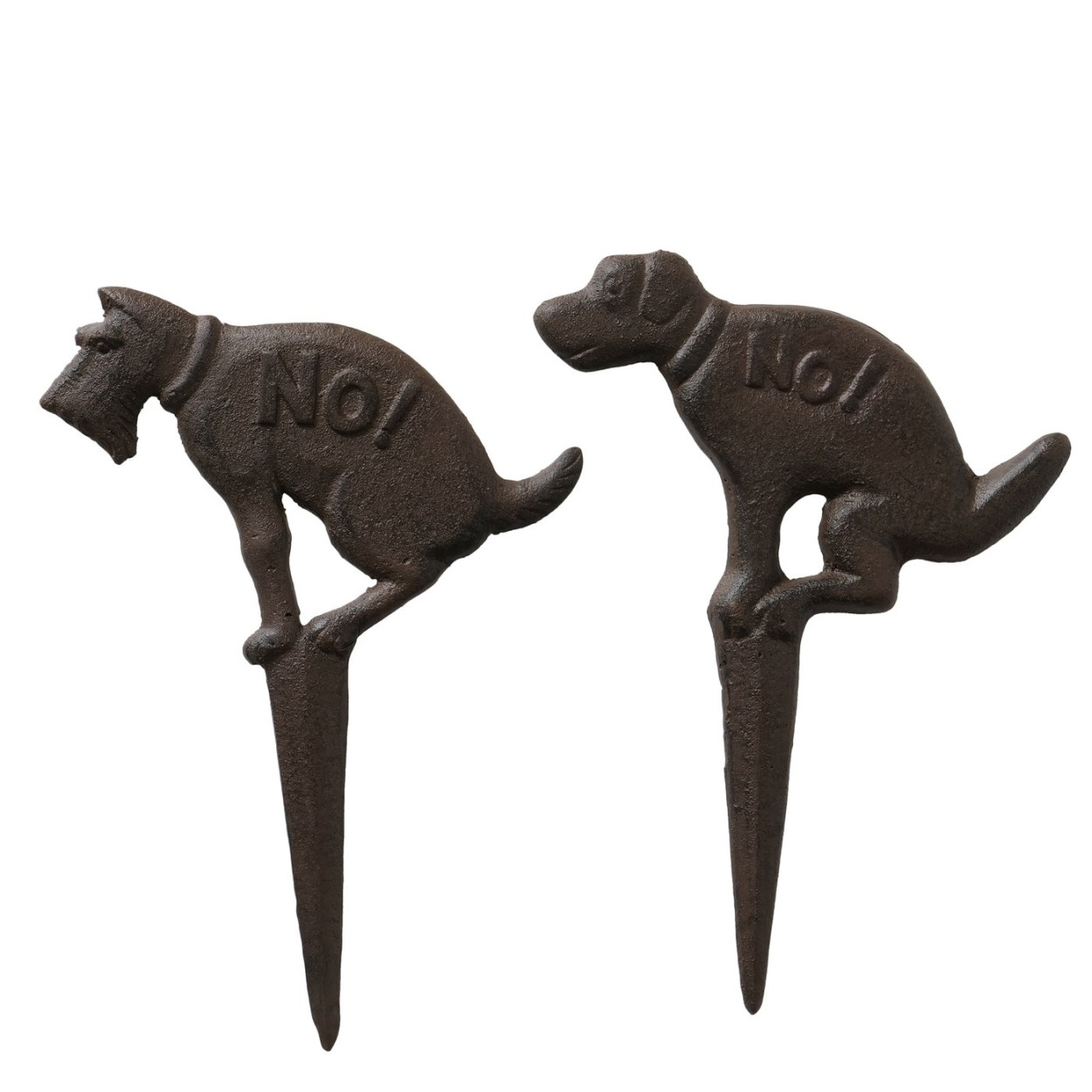 Komplet 2 znaków ogrodowych Doggy z żeliwa brązowy 32 cm