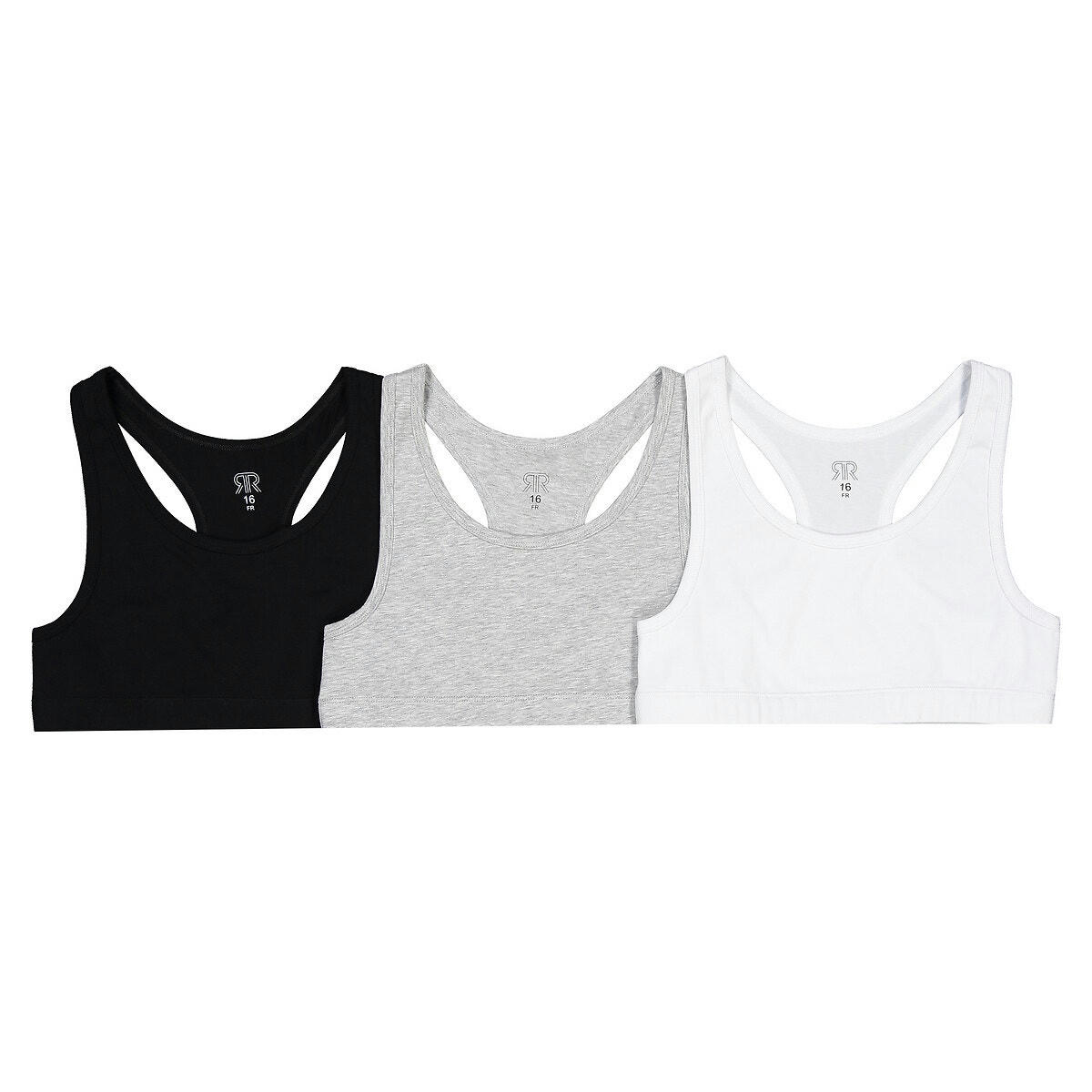 Lot de 3 brassières unies en coton