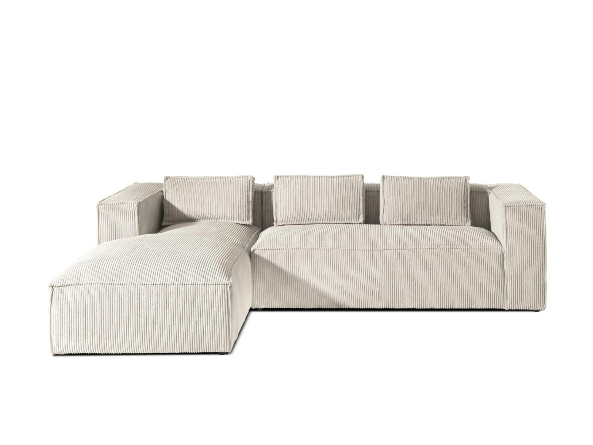 STELLA - Canapé d'angle gauche 4 places en velours côtelé beige