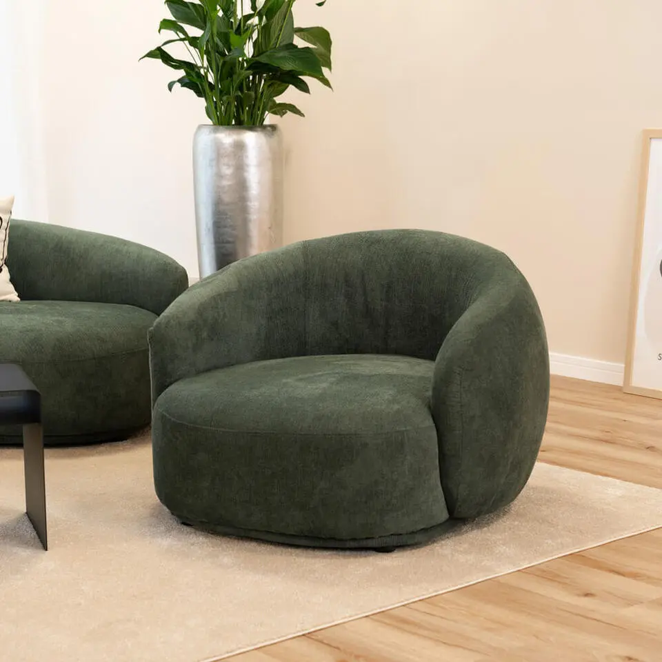 HOME DELUXE fauteuil CASARA geweven stof donkergroen - 99 x 104 x 72 cm