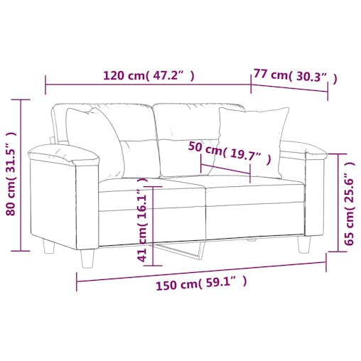 NNEVL 2-Seater Sofa with Throw Pillows Black 120 cm Faux Leather