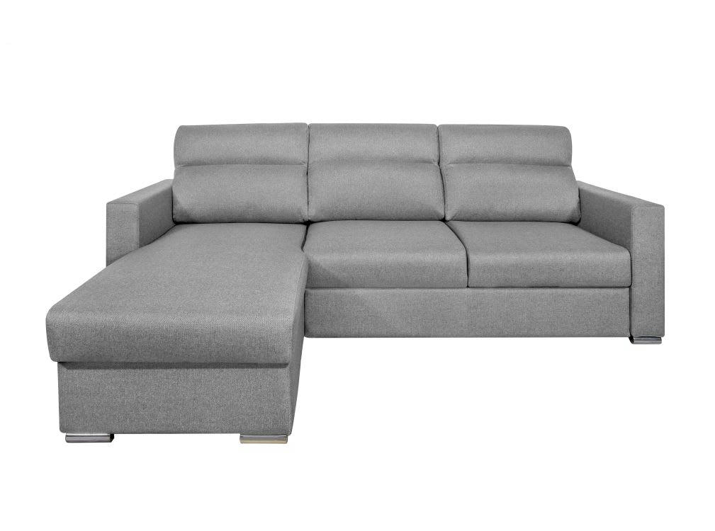 KEI - Canapé d'angle réversible convertible en tissu - Gris clair