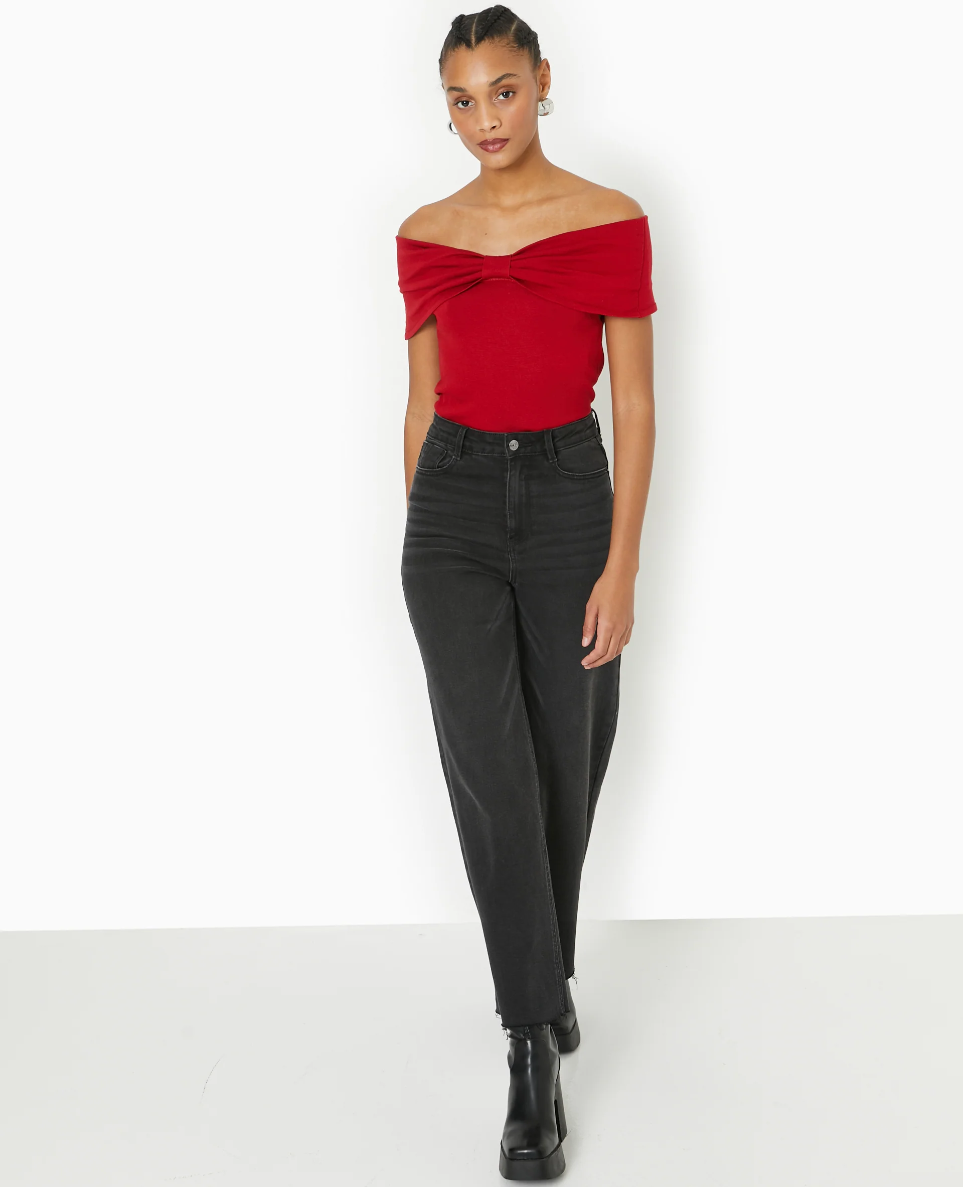 Top bustier en maille avec nœud