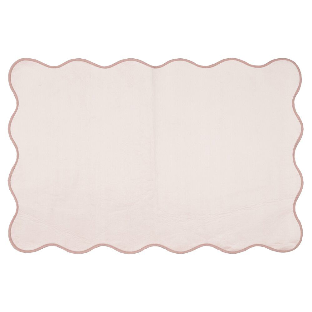 Tapis rectangulaire contour vague Wavy polyester rose 80x120cm