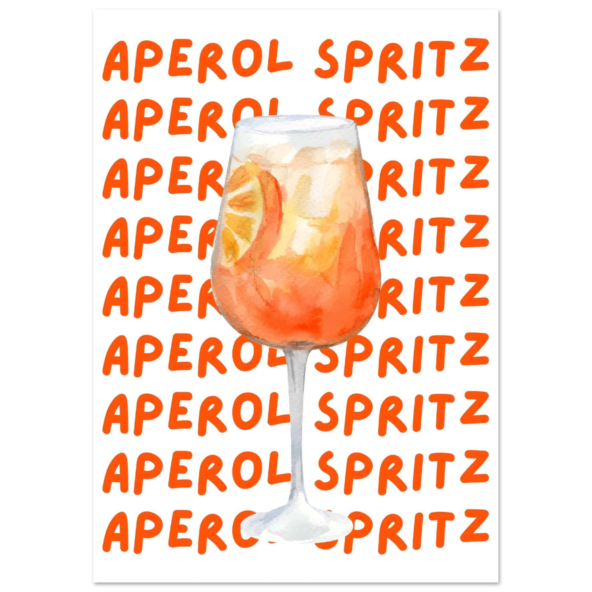 Artfulprints Poster Aperol Spritz - Written behind the glass  - A4 21x29.7 cm - Oranje