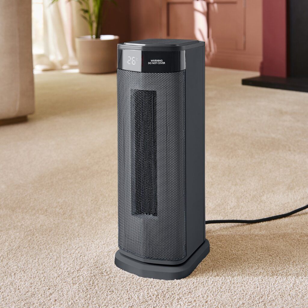 Morphy Richards HeatFlux 2kw Digital Ceramic Tower Fan Heater with Remote Control Grey