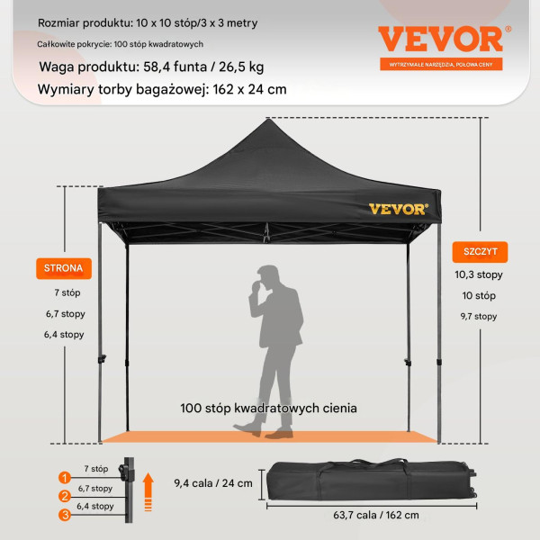 Namiot pawilon ogrodowy imprezowy handlowy altana 3 x 3 m