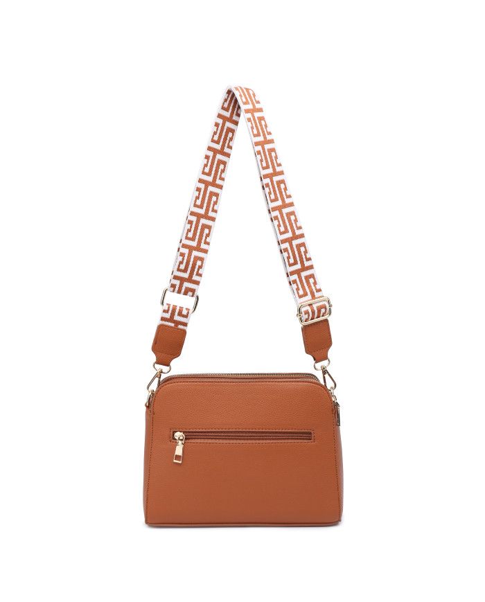 JFY Three Zipped Sections Canvas Strap Cross Body Bag