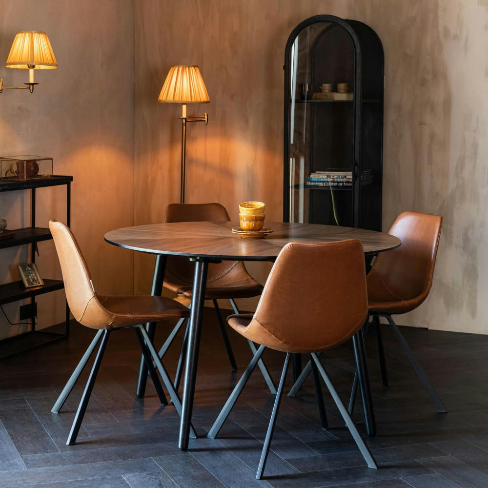 CLOVER - Table à manger ronde en bois D120cm bois foncé