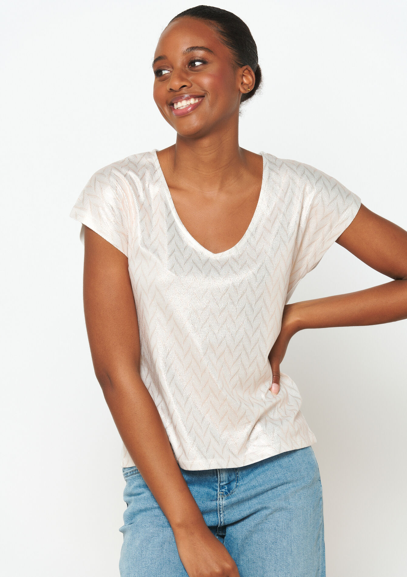 T-shirt met metallic print