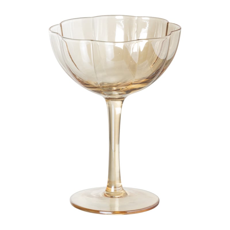 Wijnglas klein geschulpt - goudkleurig - 150 ml