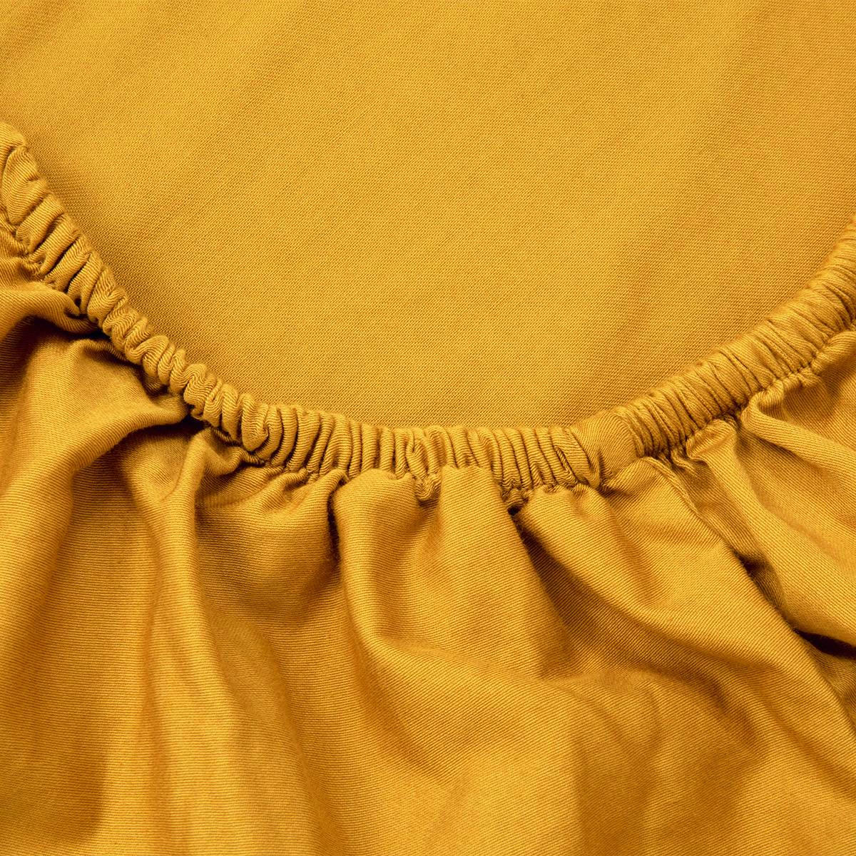 PALERME - Drap housse en satin de coton lavé jaune 200 x 200 cm